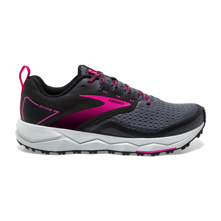 Brooks Divide 2 Outdoor Womens Trail Running Shoes - Black/Ebony/grey Charcoal/Pink - Indonesia (AYJ